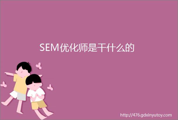 SEM优化师是干什么的